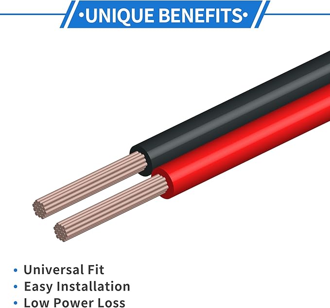 1 Pc Battery Inverter Cable 10 AWG Gauge 8FT 38" Lug 516" Lug Battery Cable Universal for Car Vehicle Boat RV Solar Tinned Copper Black