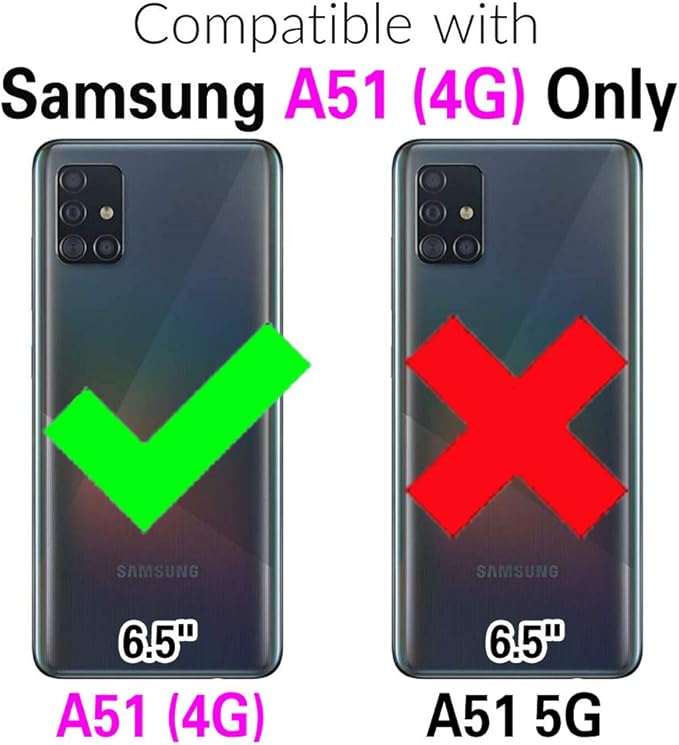 Wallet Case for Samsung Galaxy A51 4G with Detachable Magnetic Phone Case, Wrist Strap Shoulder Strap, Retro PU Leather Flip Stand Cell Phone Cover for A 51 M40S 51A A515F S51 Women Men Black