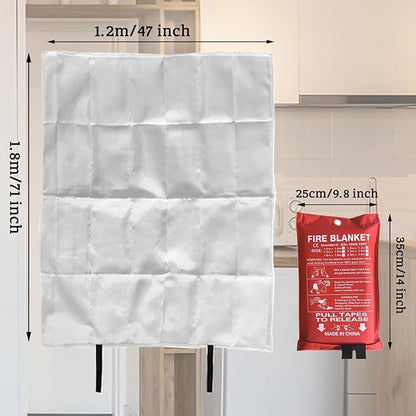 Fiberglass Fire Blanket with Flame-Retardant Cotton Tapes,Emergency Fire Blankets for Home,Kitchen,Car,Hotel,47?o71Inches, with Gloves,Safety Equipment Kitchen fire Extinguisher