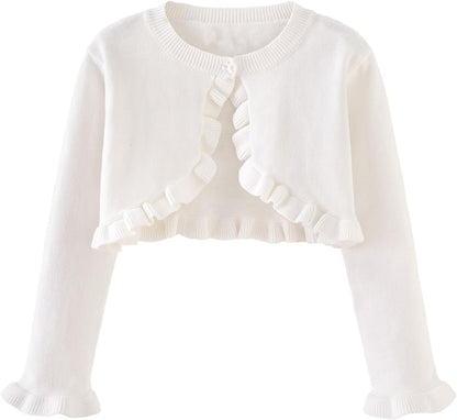 Toddler Girls Cardigan Sweater Bolero Shrug Baby Kids Long Sleeve Cropped Dress Up Button Closure Jacket Tops