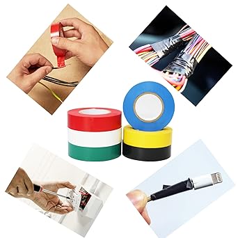 QILIMA Electrical Tape Colors 6 Pack 34-Inch by 60 Feet,Lead-Free Flame Retardant Electrical Tape, Adhesive for General Home Vehicle Auto Car Power Circuit Wiring Multicolor (130mic)