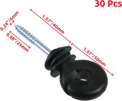 Oedema Screw-In Wood Post Ring Insulators for Electric Fence, 30 Pcs