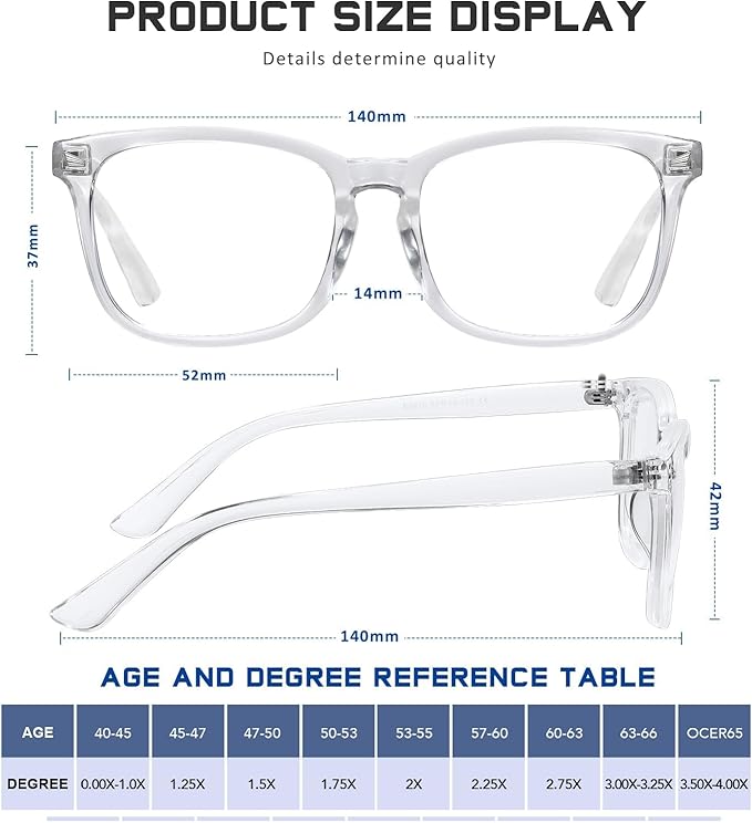 Reading Glasses for Women Men - Anti Glare Blue Light Blocking Glasses,Sturdy Eyeglasses