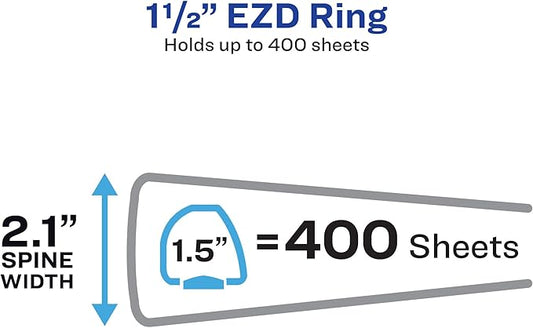 Avery Heavy-Duty View 3 Ring Binder, 1.5" One Touch EZD Rings, 1 Navy Blue Binder (79805)
