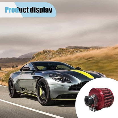Car Breather Filter, 0.47"/12mm Cold Air Intake Filter Cleaner, Crankcase Vent Valve Cover Filter Breather, Automotive Air Filter for Most Car Motorcycle (Red)