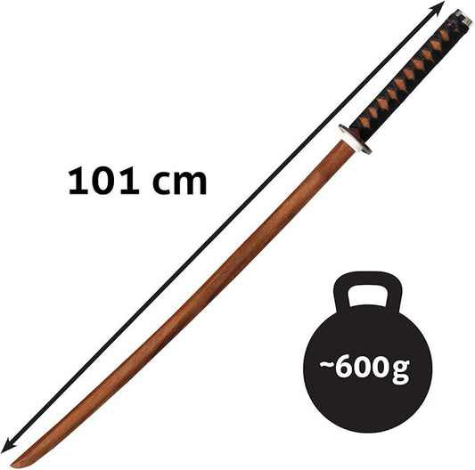 Bokken Hardwood Rope Handle Set Including Saya Plain Natural