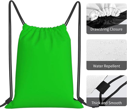 green Drawstring Backpack, Small Gym Bags for Men Women, String Backpack Sports Sackpack