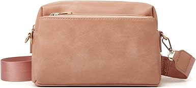 HUA ANGEL Small Crossbody Bags for Women Leather Cellphone Shoulder Handbags Triple Zip Satchel Purse with Adjustable Strap