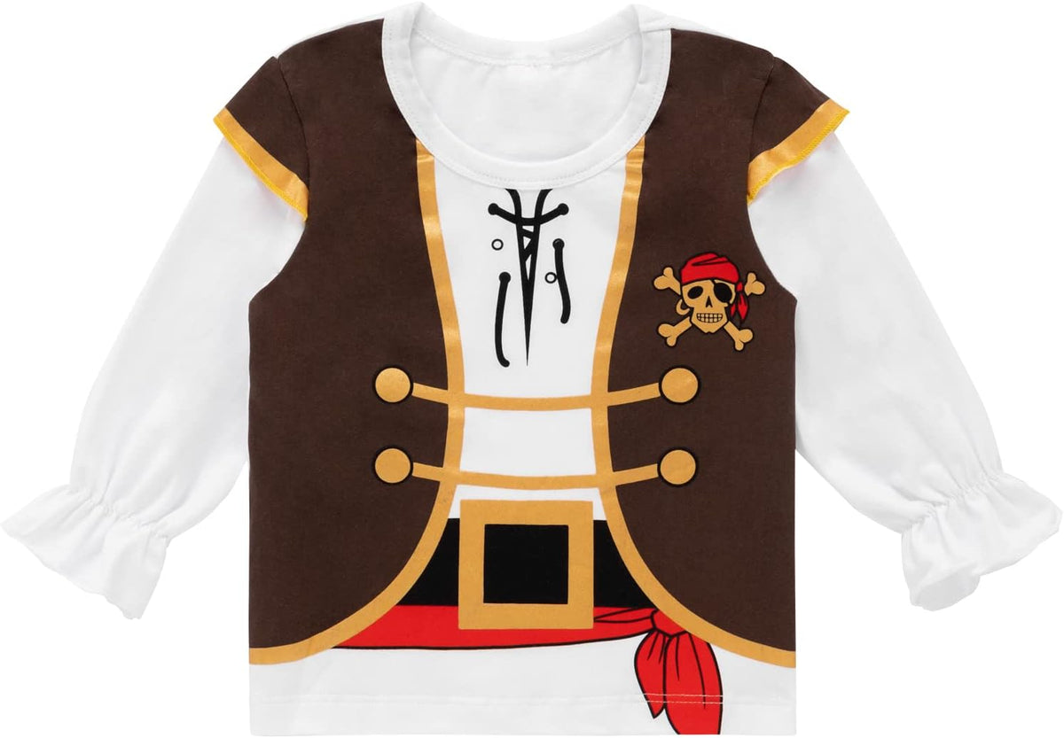 Auggle Toddler Baby Boy Outfits Pirate Set for Children Halloween Costume Kid Long Sleeve with Head Scarf