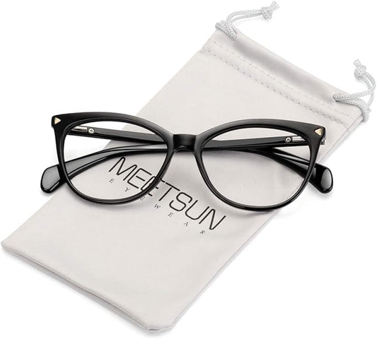 MEETSUN Non Prescription Glasses Frames For Women,Retro Cateye Fake Eyeglasses HD Clear Lens