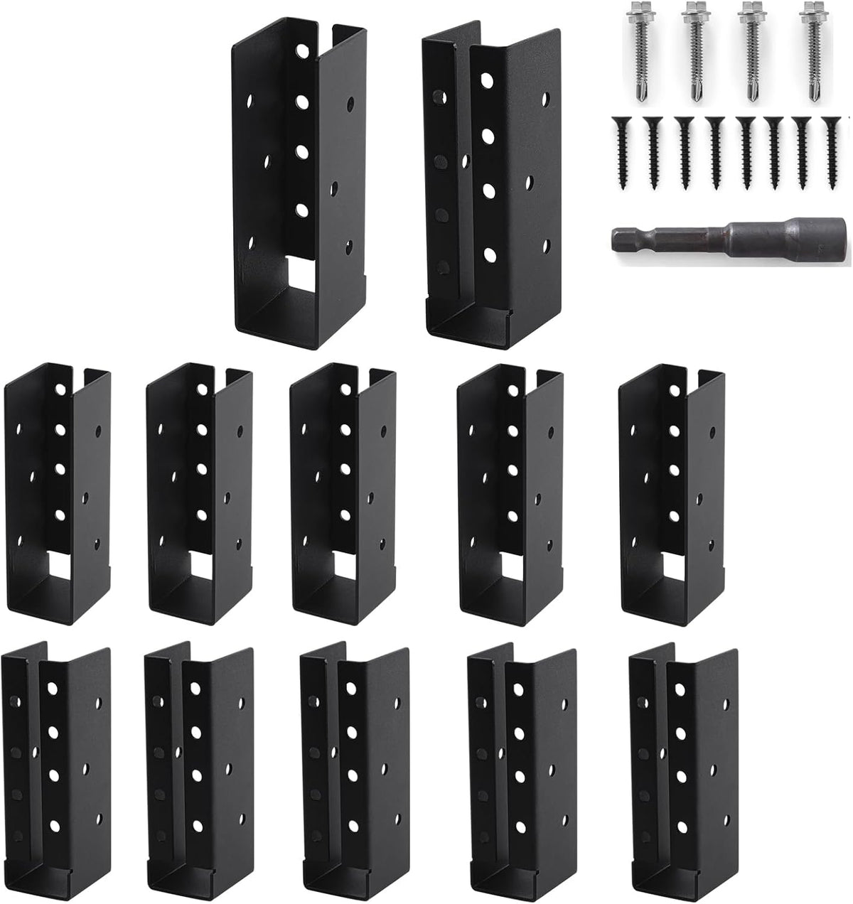 Concealed Joist Hangers, 12 Pcs of 2"x6" Outdoor Trim Concealed Flanges, Q235B Steel Powder Coated Concealed Mount Joist Hangers for 2"x6" Beam Swing…