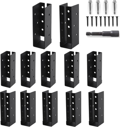 Concealed Joist Hangers, 12 Pcs of 2"x6" Outdoor Trim Concealed Flanges, Q235B Steel Powder Coated Concealed Mount Joist Hangers for 2"x6" Beam Swing…