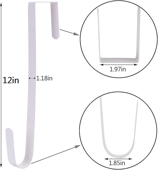Sattiyrch 12" Wreath Hanger for Front Door,Steel Over The Door Hanger Hook,Wreath Door Hanger (White,1)