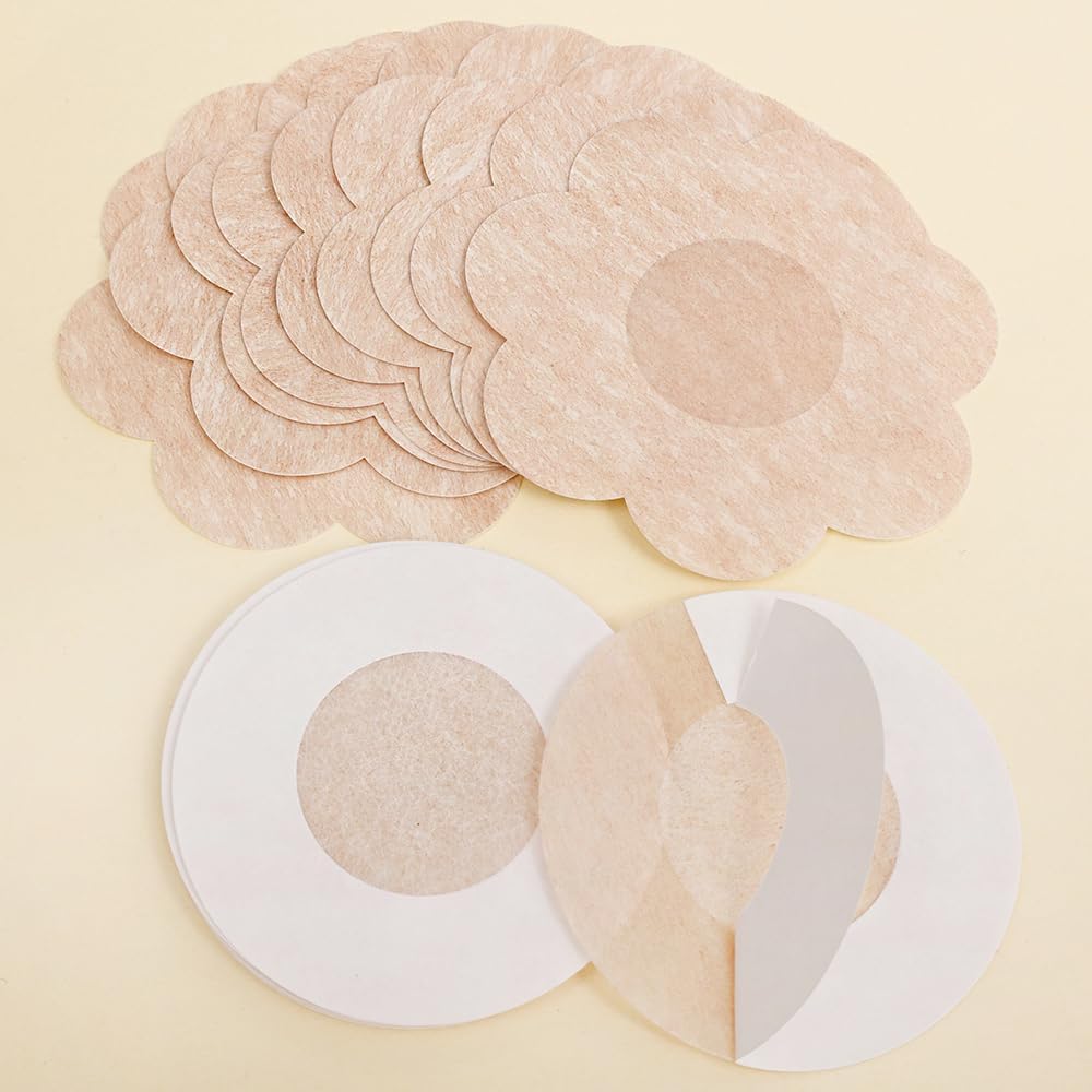 Women Satin Cloth Nipple Cover Pads Sexy Breast Adhesive Invisible Top Tape Anti-Bump Disposable Breast Paste( 10 PC )