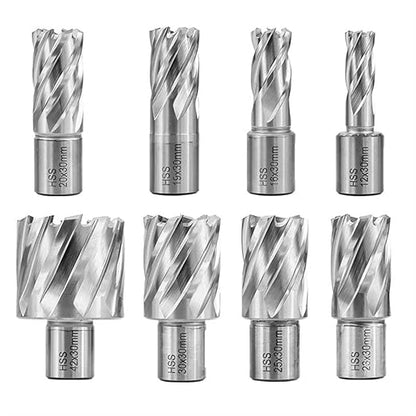 Shank HSS Annular Drill Bit 12-42x30mm TiN Coated Hollow Drill Bit for Metal Cutting Weldon Shank Core Drill Bit (20x30mm)