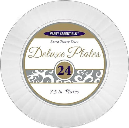 Party Essentials Deluxe Quality Hard Plastic 7.5-Inch Round PartySalad Plates, Clear, 24 Count