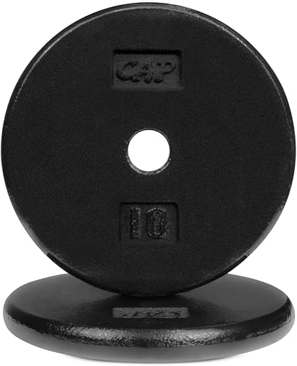 CAPHAUS Black Standard Solid Cast Iron Weight Plates 1-inch Center Hole for Standard Barbell  Dumbbell Handles Size available in 1.252.557.51012.525  50 LB Multiple Options