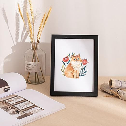 8x10 Picture Frame, Natural Wood Photo Frames for Wall Mounting or Table Top Display (Black)