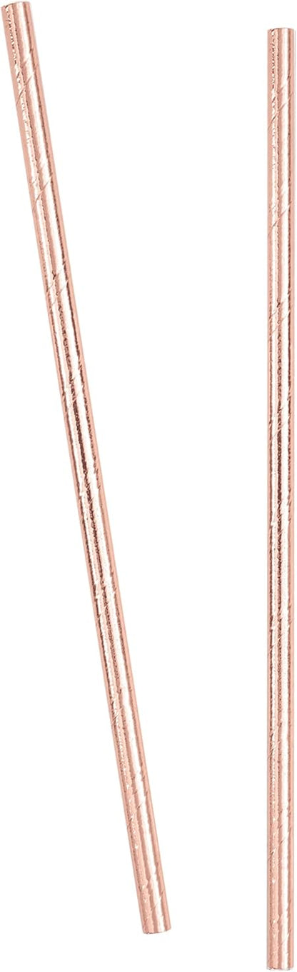 Shimmering Rose Gold Foil Paper Straws - 8.25" (Pack of 10)  Elegant Design  Biodegradable Materials  Perfect for Any Event