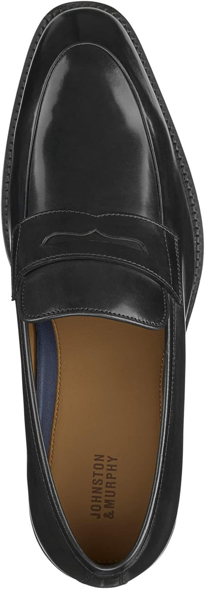 Johnston & Murphy MenТs Meade Penny Shoes | Dress Shoes for Men | Italian Leather Shoes | Leather & Rubber Sole | Removable, Molded Cushioned Insole