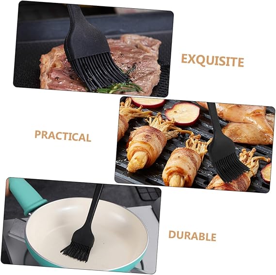 Unomor 2pcs Silicone Oil Brush Bbq Oil Brush Pan Oil Brush Bbq Meat Brush Bbq Basting Brush Baking Oil Brush Cooking Brush for Oil Baking Supplies Kitchen Silicone Brush Black