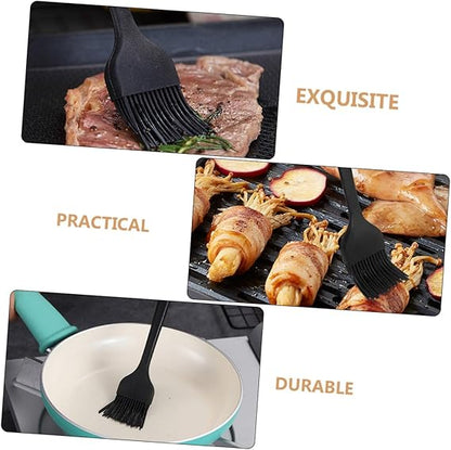 Unomor 2pcs Silicone Oil Brush Bbq Oil Brush Pan Oil Brush Bbq Meat Brush Bbq Basting Brush Baking Oil Brush Cooking Brush for Oil Baking Supplies Kitchen Silicone Brush Black