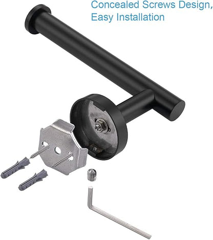 TASTOS Matte Black Toilet Paper Holder SUS304 Stainless Steel, Modern Round Tissue Roll Holders Wall Mount, Toilet Paper Roll Dispenser Bathroom 5 inch TP Holder for Kitchen Washroom
