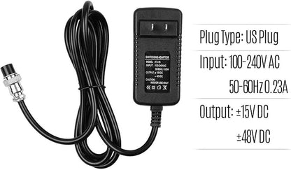 Universal Voltage Converter Power Supply for Audio Equipment with XLR Adapter 15V 48V Mixing Console Compatible