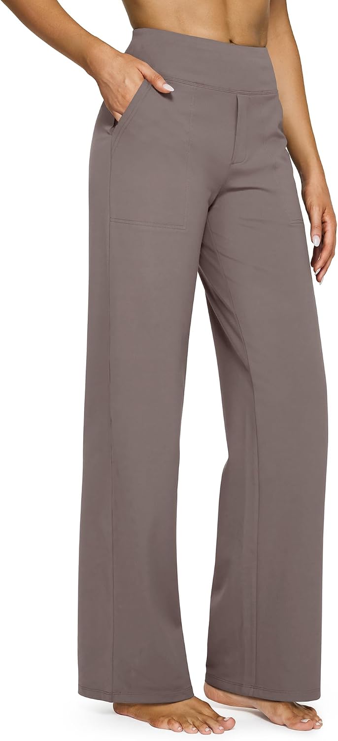 Wide leg yoga pants made from soft, moisture-wicking fabric providing luxurious comfort and flexibility with a high-waist design for a flattering fit.