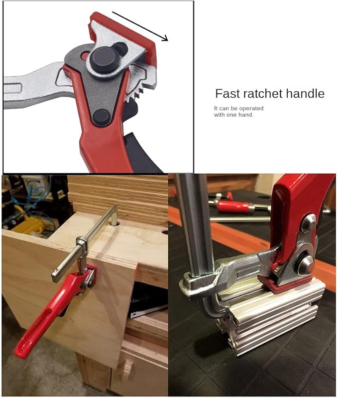 1 Piece Ratchet Table Clamp Quick Release Bar Clamp Steel Clamping F Track Clip for Hole Table and Guide Rail System