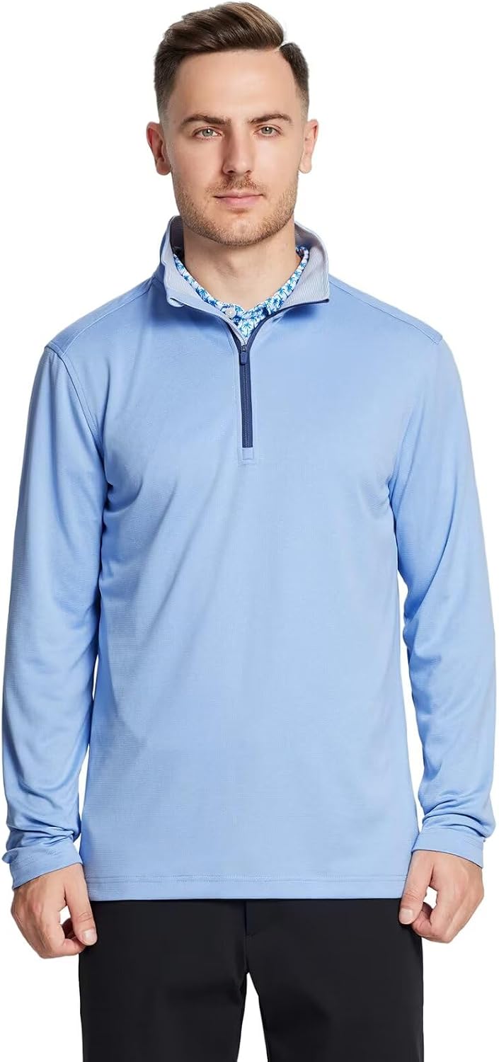 M MAELREG Quarter Zip Golf Pullover Men Dry Fit Long Sleeve Performance Wicking Mock Neck 1/4 Zip Pullover Mens Sweatshirt.