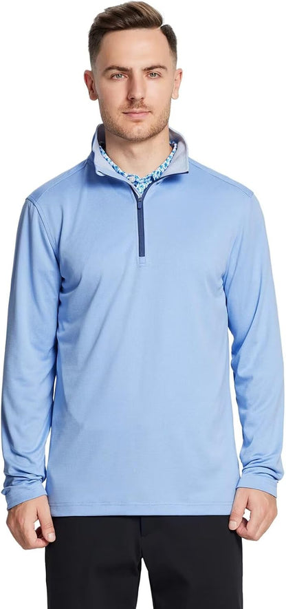 M MAELREG Quarter Zip Golf Pullover Men Dry Fit Long Sleeve Performance Wicking Mock Neck 1/4 Zip Pullover Mens Sweatshirt.