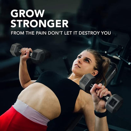 Yes4All Rubber Grip Encased Hex Dumbbell – Hand Weights With Anti-Slip 5-50 LBS Single