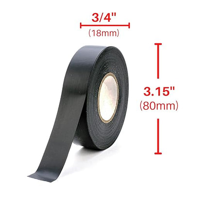 Xtricity Vinyl Black Electrical Tape 34 inch x 66 Ft for Electrical Insulation, Wire Bundling and DIY Repairs Ai Durable, Stretchy, General Purpose Ai Up to 600V (1 Pack)