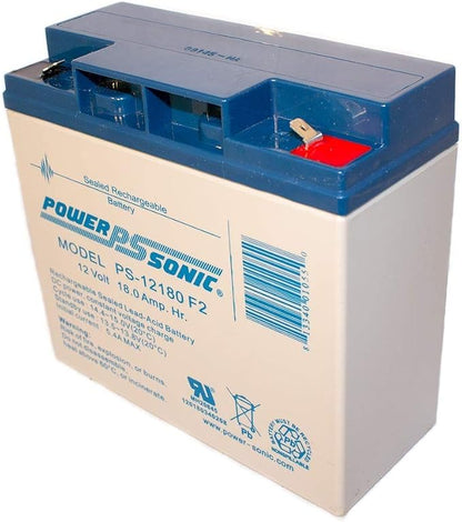 Rechargeable Sealed Lead Acid Battery PS-12180 12V 18.0 AH @ 20-hr. 12V 17.1 AH @ 10-hr., gray