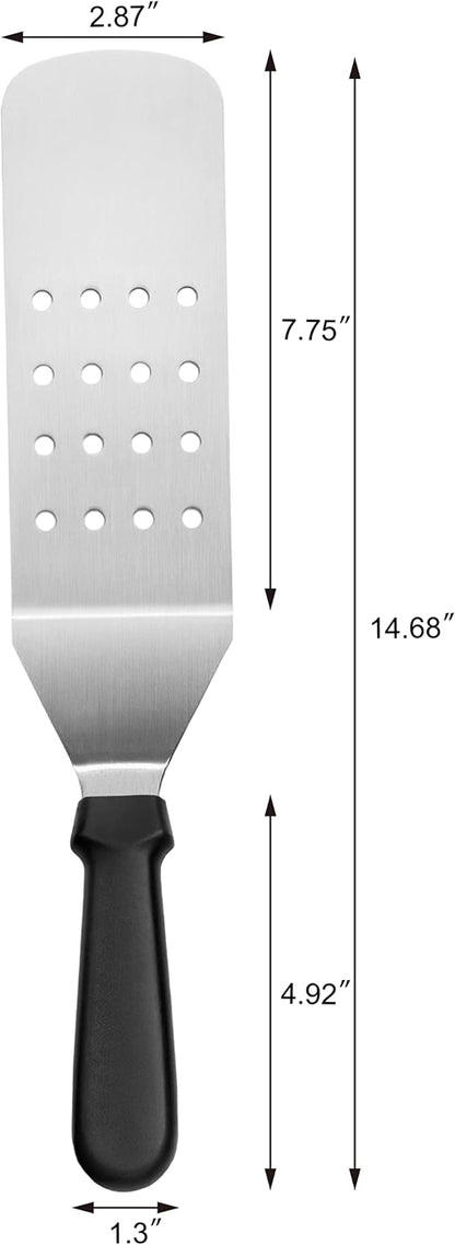 New Star Foodservice 38385 Plastic Handle Flexible Grill TurnerSpatula, Perforated, 14.5-Inch, Black