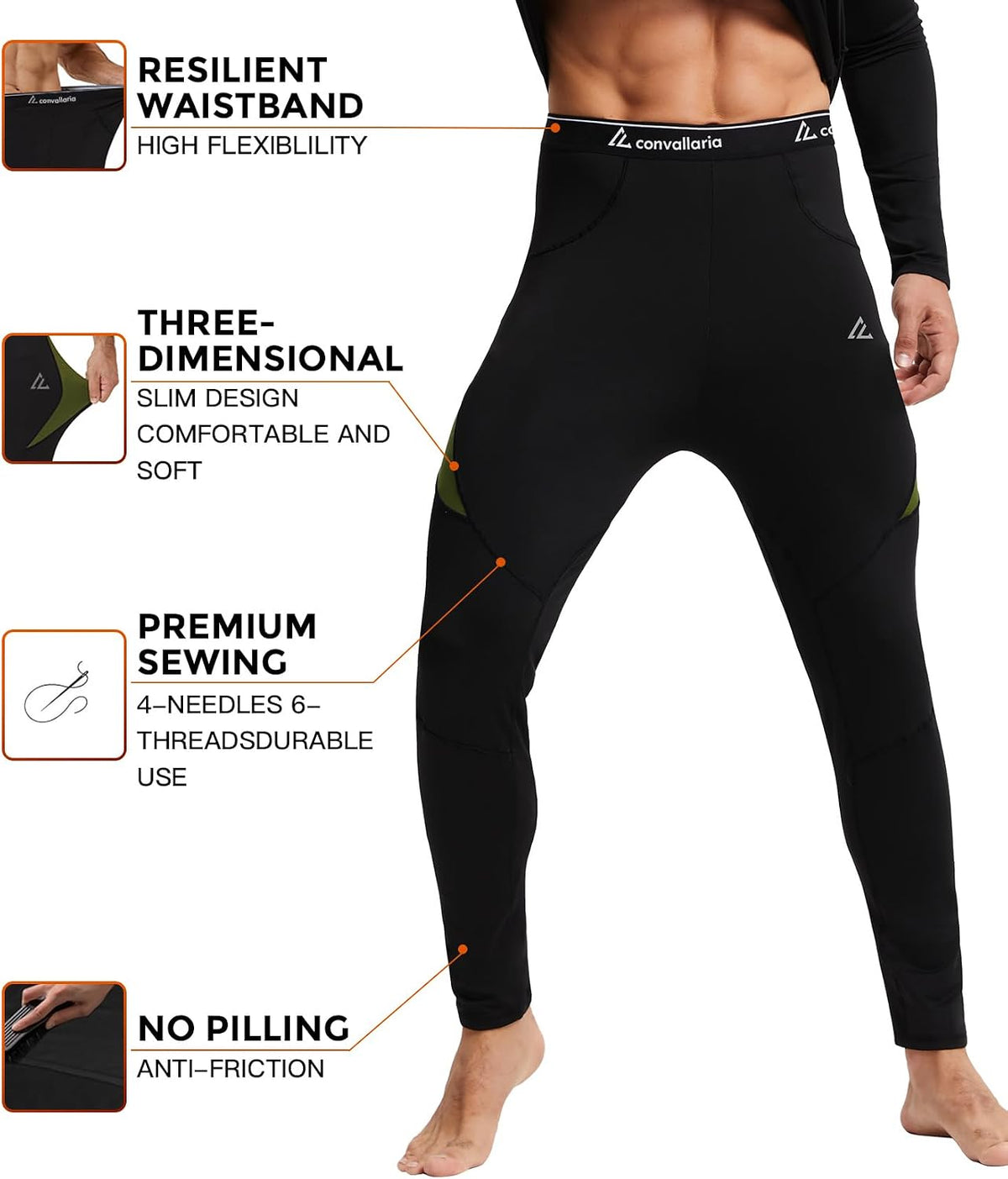 CL convallaria Thermal Underwear Long Johns Set Mens Winter Gift Hunting Gear Sport Base Layer Bottom Top