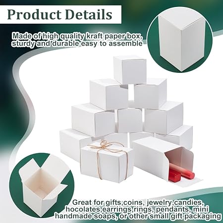 PH PandaHall 30pcs White Gift Box Cardboard Box with Lid 4x2.4x2.4 Inch Paper Favor Box Wedding Gift Boxes Small Boxes Bridesmaid Box Craft Box for Valentine Wedding Birthday Party Gift Packaging