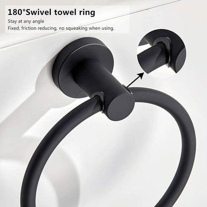BGL 304 Stainless Steel Towel Ring Hanging Round Simple Black Towel Circular Holder
