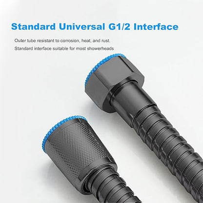 79" Matte Black Shower Hose Replacement Stainless Steel Shower Head Hose,Flexible and Durable Shower Hose Extension for Bathing Cleaning