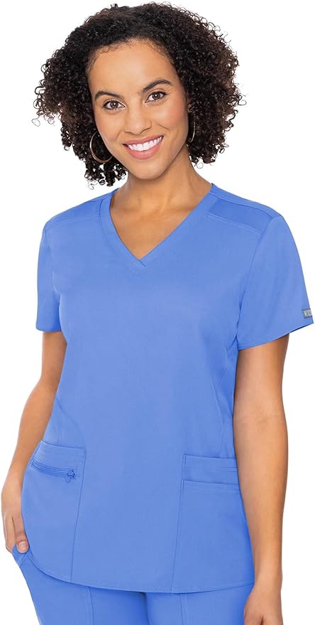 Med Couture Scrub Top for Women, V-Neck with 4 Pocket, Ultra Soft, 2-Way Stretch and Wrinkle-Free Fabric - MC7468