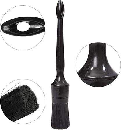 Car Detailing Brush Set, 5 Pack Auto Black Detail Brushes, Comfortable Grip and Scratch-Free Cleaning Brush for Car Interior or Exterior, Wheels, Tires, Engine Bay, Leather Seats, Door Panels, Emblems