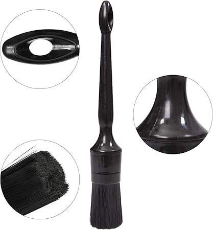 Car Detailing Brush Set, 5 Pack Auto Black Detail Brushes, Comfortable Grip and Scratch-Free Cleaning Brush for Car Interior or Exterior, Wheels, Tires, Engine Bay, Leather Seats, Door Panels, Emblems