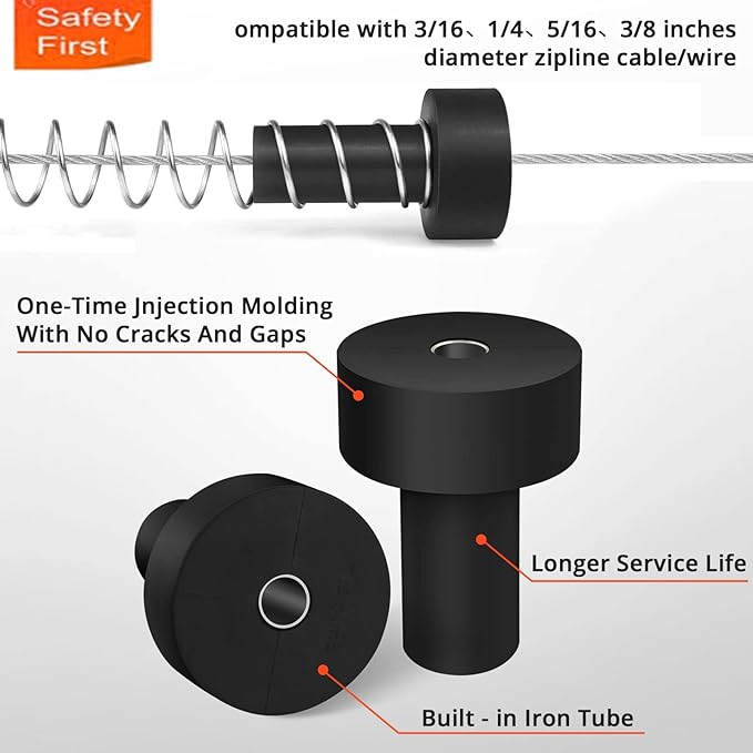 Trsmima Heavy Duty Stainless Steel Zipline Spring Brake Extra Long 5.3 FT, Zipline Stopper, Kids Backyard Zip Line Spring Braking SystemStopStopper for 316 14 516 38 inch Wire