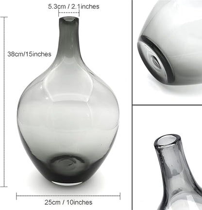 Large Black Clear Glass Vase Balloon Jug Tall Floor Vases for Centerpieces Home Decor Modern Vase for Wedding Party Living Room Office Housewarming Gift