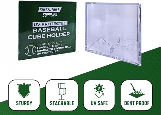 UV Protected Baseball Display Case  Acrylic Baseball Cube Clear Storage Case with UV Protection (1 UV Baseball Cube)