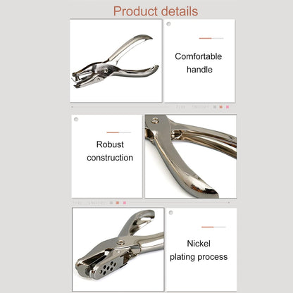 Tyenaza Hole Punching Plier, Nickel Plating Process Burrs Free Silvery Comfortable Handle Portable Punch Tool for Craft Projects