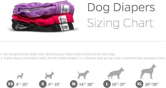 Pet Parents Washable Dog Diapers (3pack)  Extendrs of Durable Doggie Diapers, Premium Dog Diapers Female (Large, Princess)