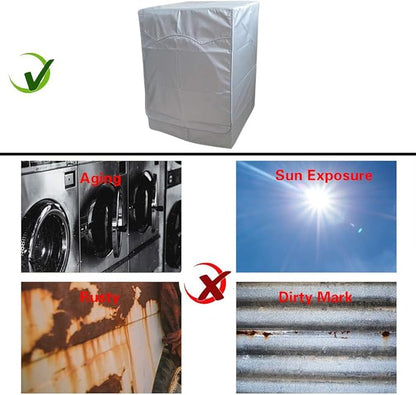 QLLY WasherDryer Cover for Front-loading Machine - Waterproof, Dustproof, Sun-Proof, W27"D33"H39"Suitable for most WashersDryers on US and Canadian market (Basic Silver)