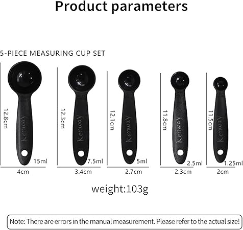 TULTU Personalized Customized 5-Piece Measuring Cup Spoon Set Professional Plastic Measuring Cup Multi-Purpose Coffee Spoon Children's Milk Powder Spoon Suitable for Every Family